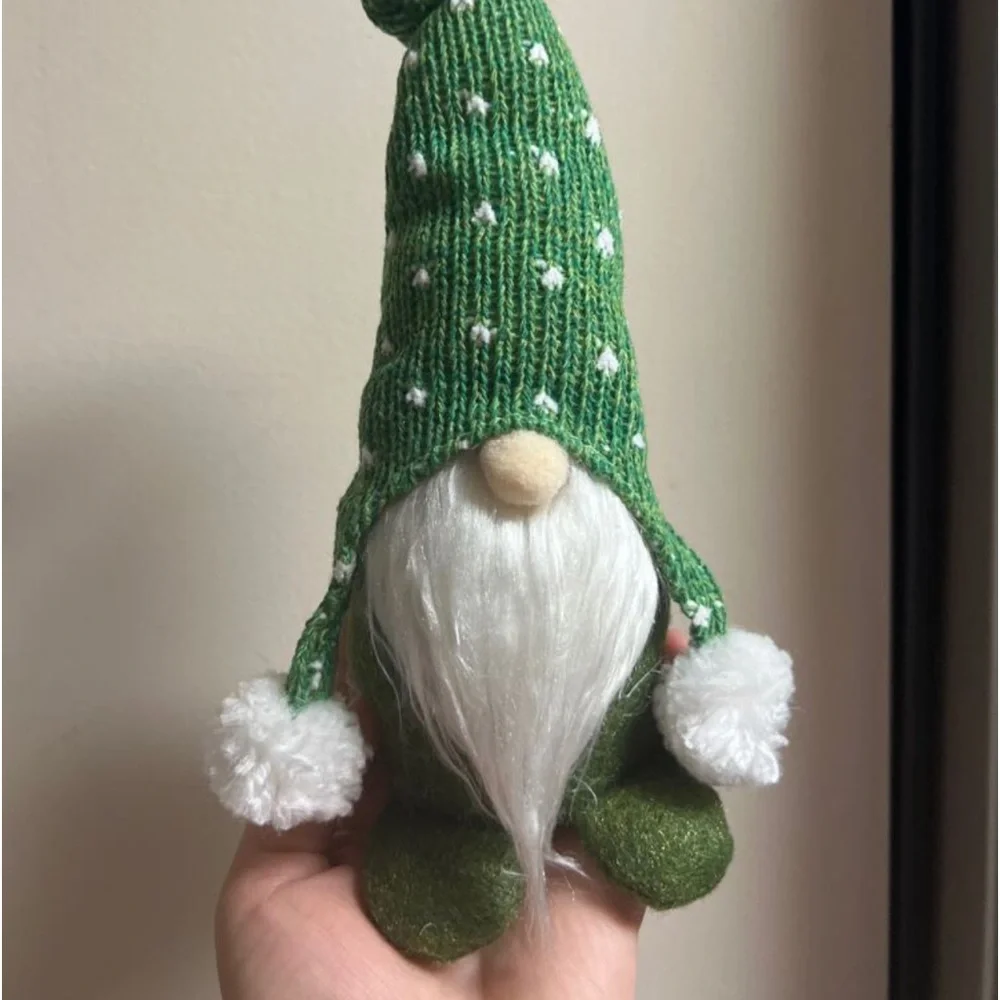 New Handmade Cute Green White Home Decor Linen Polyester Gnome Elf Doll Figurine